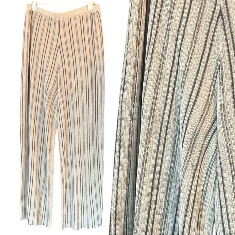 ZARA Linen blend Striped Beige and Black Pants size small